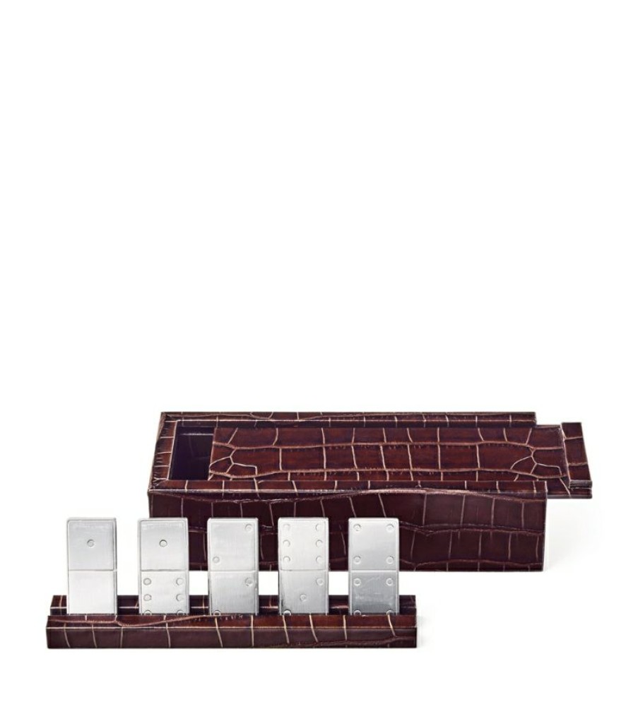 Aspinal Of London * | Classical Aspinal Of London Croc-Embossed Dominoes Set