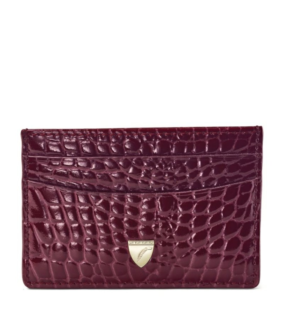 Women * | Best-Selling Aspinal Of London Croc-Embossed Slim Card Holder