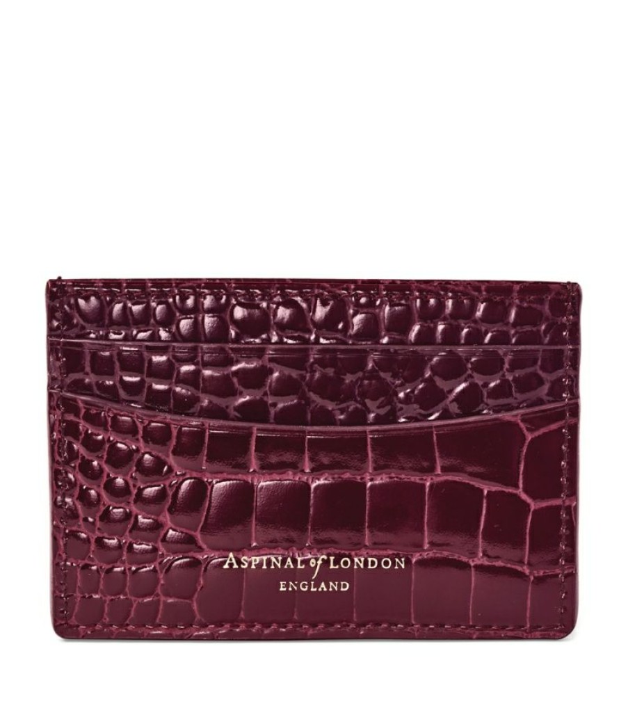 Women * | Best-Selling Aspinal Of London Croc-Embossed Slim Card Holder