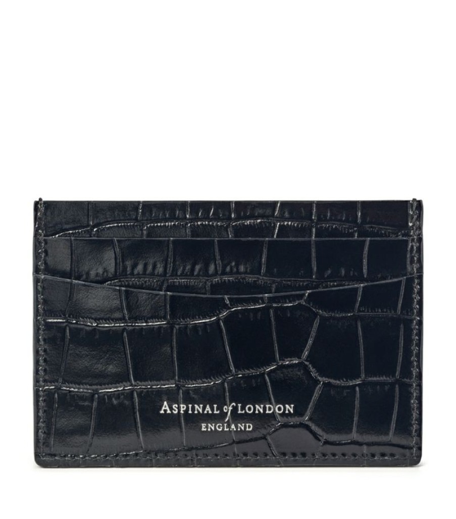 Women * | Hot Sell Aspinal Of London Slim Crocodile Print Card Holder