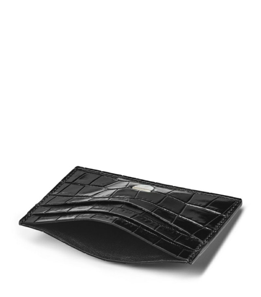 Women * | Hot Sell Aspinal Of London Slim Crocodile Print Card Holder