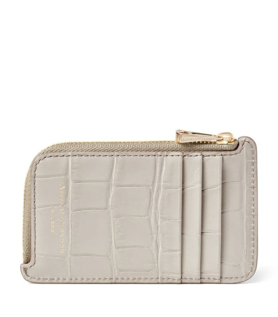 Women * | New Arrivals Aspinal Of London Small Croc-Embossed Leather Zipped Coin Purse