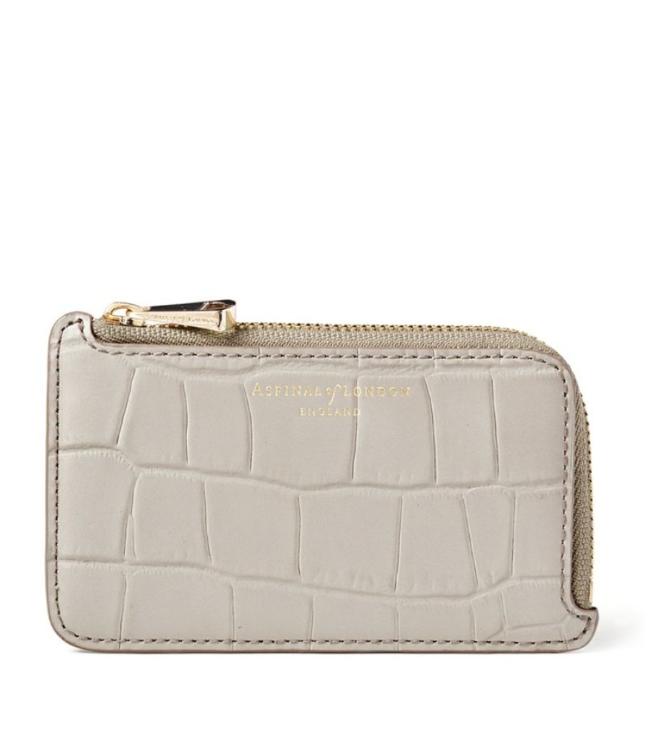 Women * | New Arrivals Aspinal Of London Small Croc-Embossed Leather Zipped Coin Purse