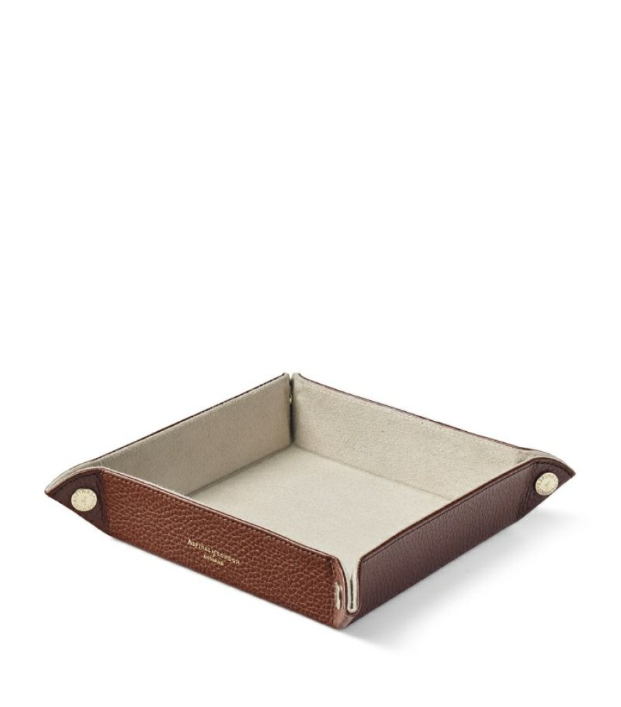 Aspinal Of London * | Promotions Aspinal Of London Medium Leather Tidy Tray (20Cm X 20Cm)