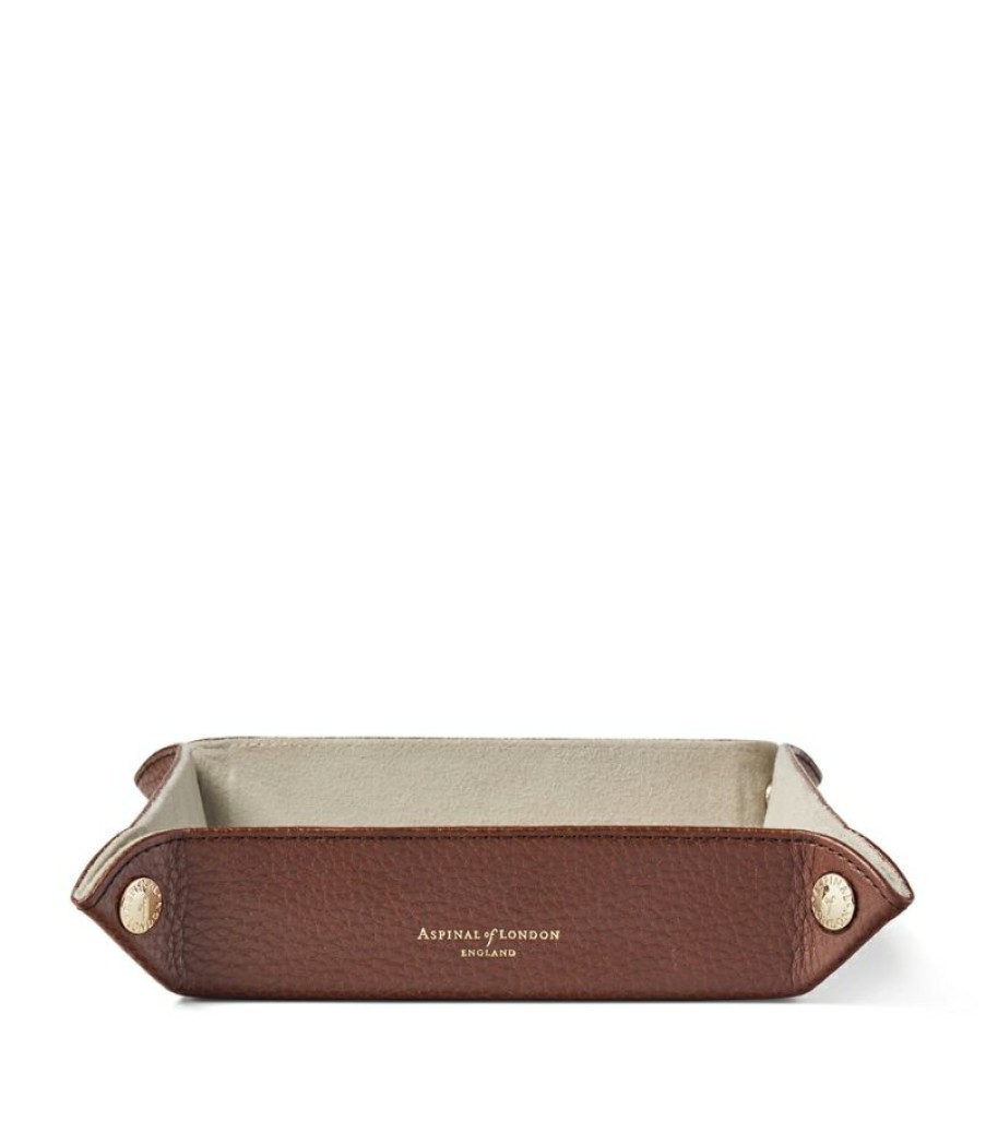 Aspinal Of London * | Promotions Aspinal Of London Medium Leather Tidy Tray (20Cm X 20Cm)