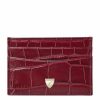 Women * | Quality Guarantee Aspinal Of London Croc-Embossed Leather Card Holder