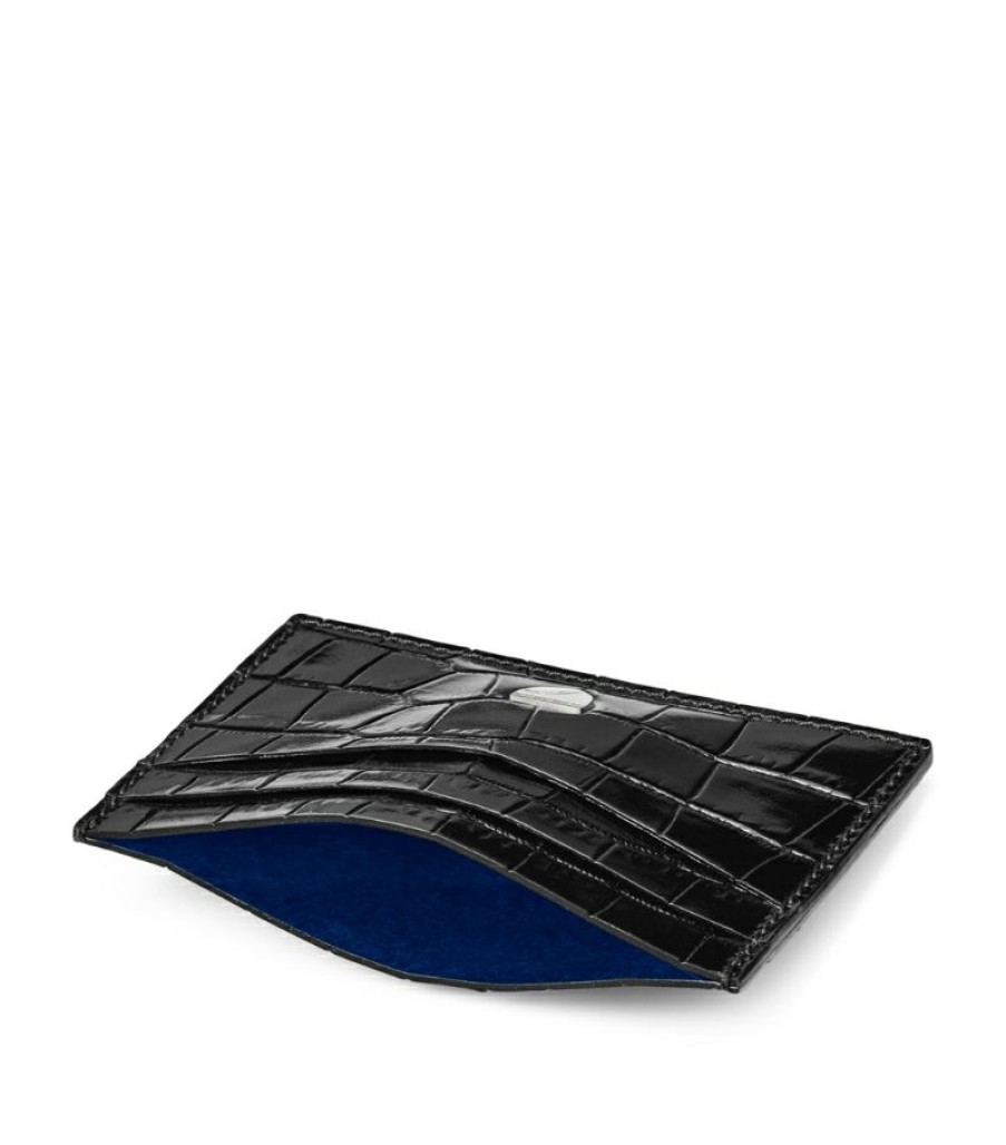 Women * | Outlet Aspinal Of London Croc-Embossed Slim Card Holder