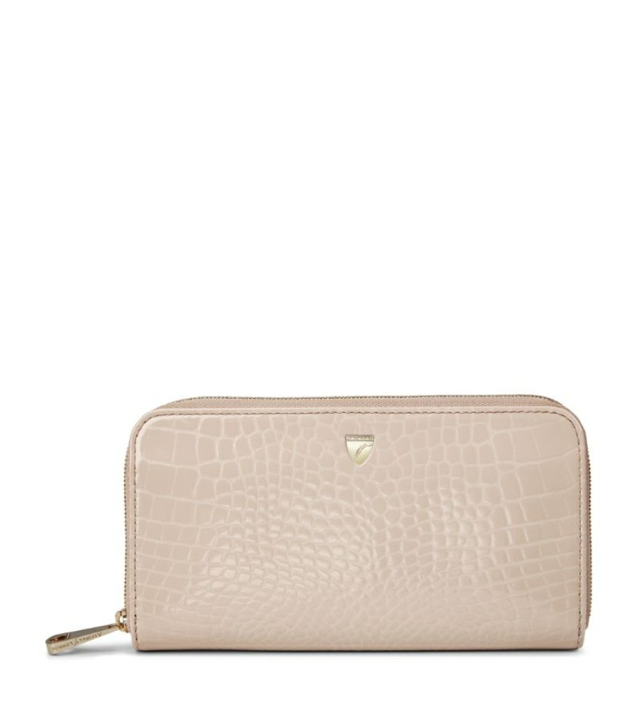 Women * | Featured Aspinal Of London Croc-Embossed Continental Wallet