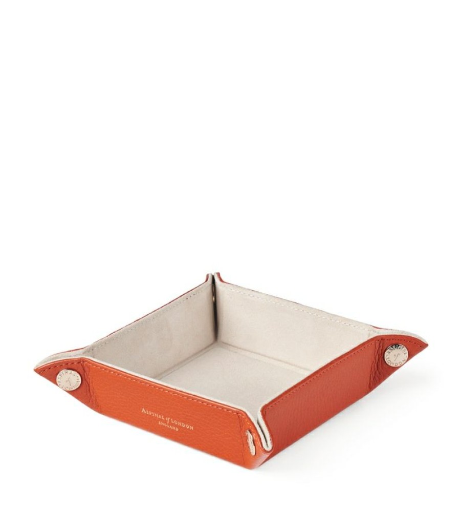 Jewellery Boxes * | Hot Sell Aspinal Of London Mini Leather Tidy Tray (16Cm X 16Cm)