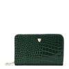 Women * | Hot Sell Aspinal Of London Midi Croc-Embossed Leather Continental Wallet