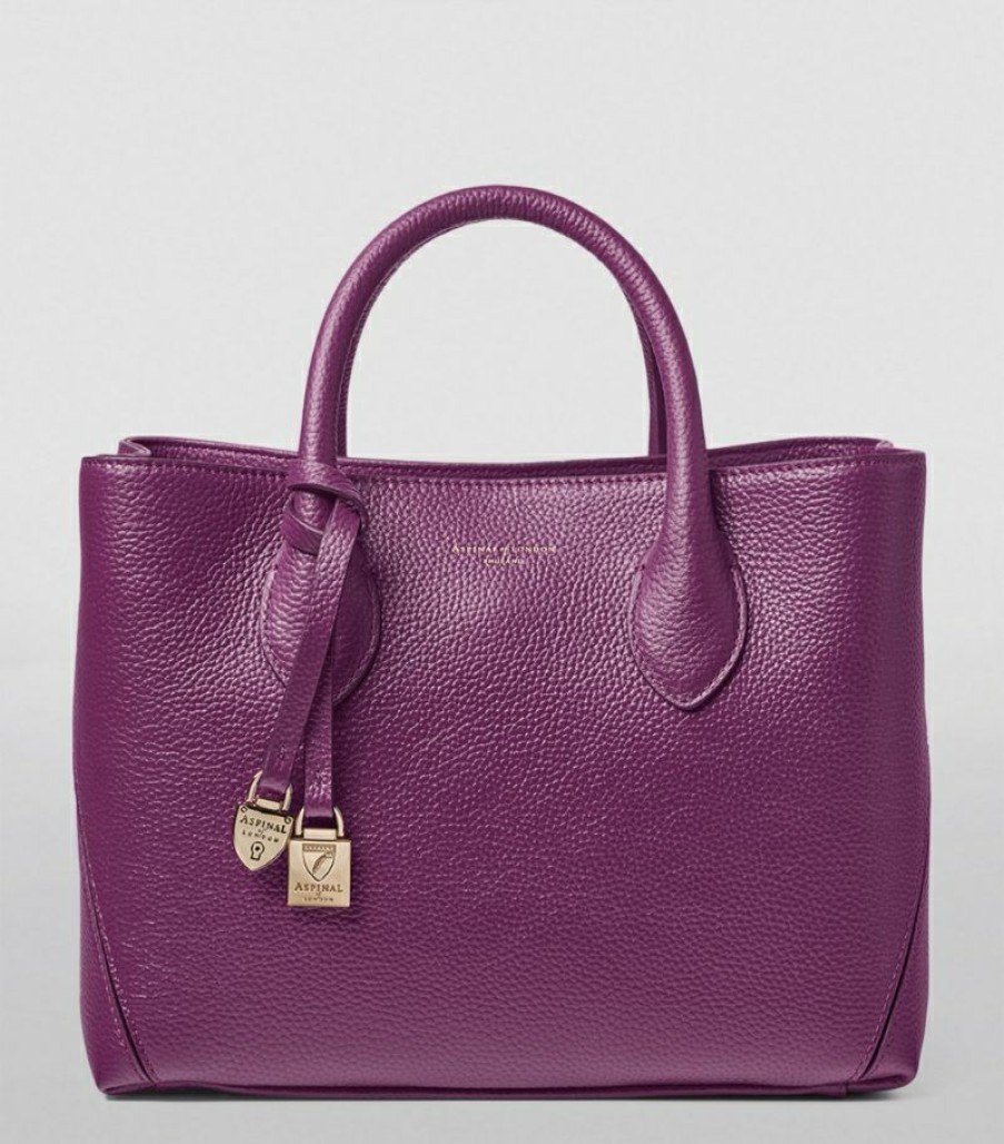 Women * | Best Quality Aspinal Of London Midi Leather London Tote Bag