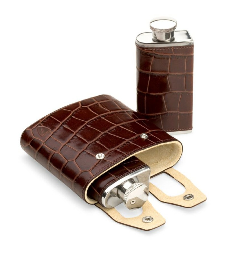 Aspinal Of London * | Reasonable Price Aspinal Of London Double Leather Hip Flask