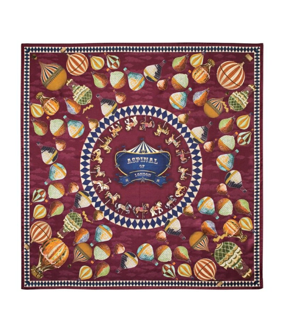 Women * | Quality Guarantee Aspinal Of London Silk Hot Air Balloon Print Scarf