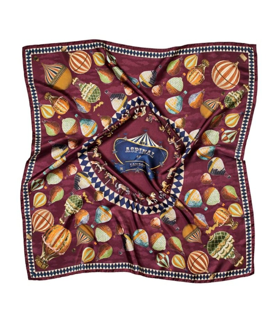 Women * | Quality Guarantee Aspinal Of London Silk Hot Air Balloon Print Scarf