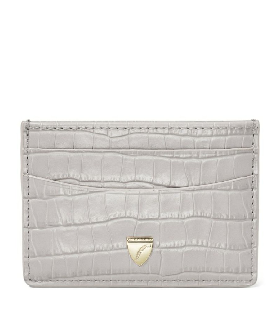 Women * | Classical Aspinal Of London Croc-Embossed Slim Card Holder