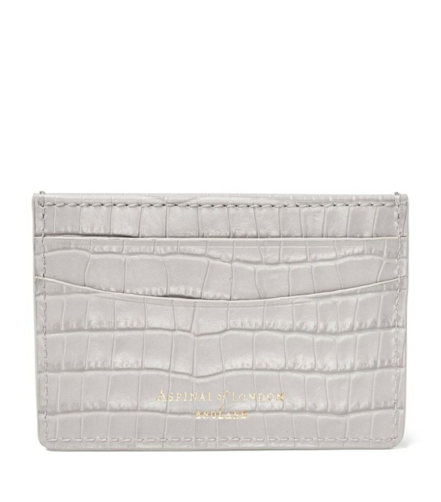 Women * | Classical Aspinal Of London Croc-Embossed Slim Card Holder