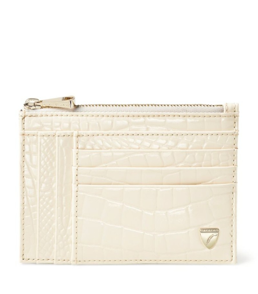 Women * | Promotions Aspinal Of London Croc-Embossed Leather Card Holder