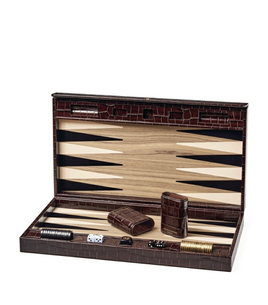 Aspinal Of London * | Classical Aspinal Of London Leather Backgammon Set