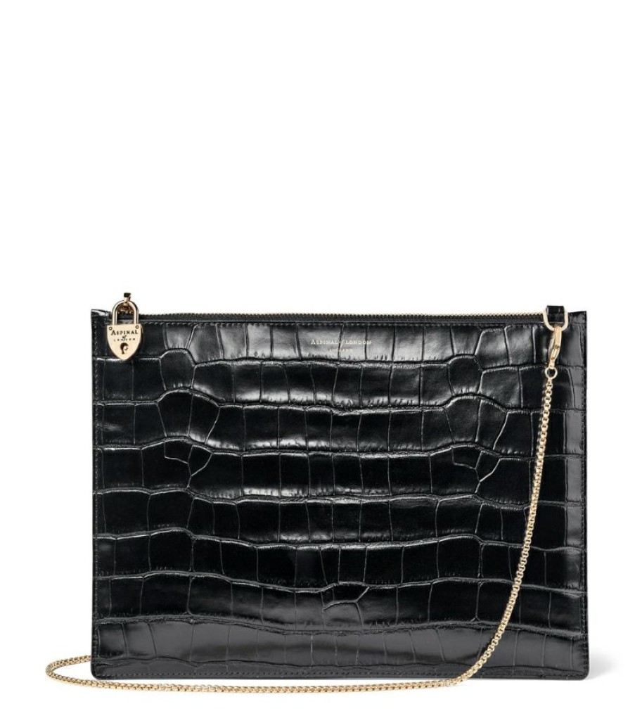 Women * | Special Aspinal Of London Croc-Embossed Soho Pouch