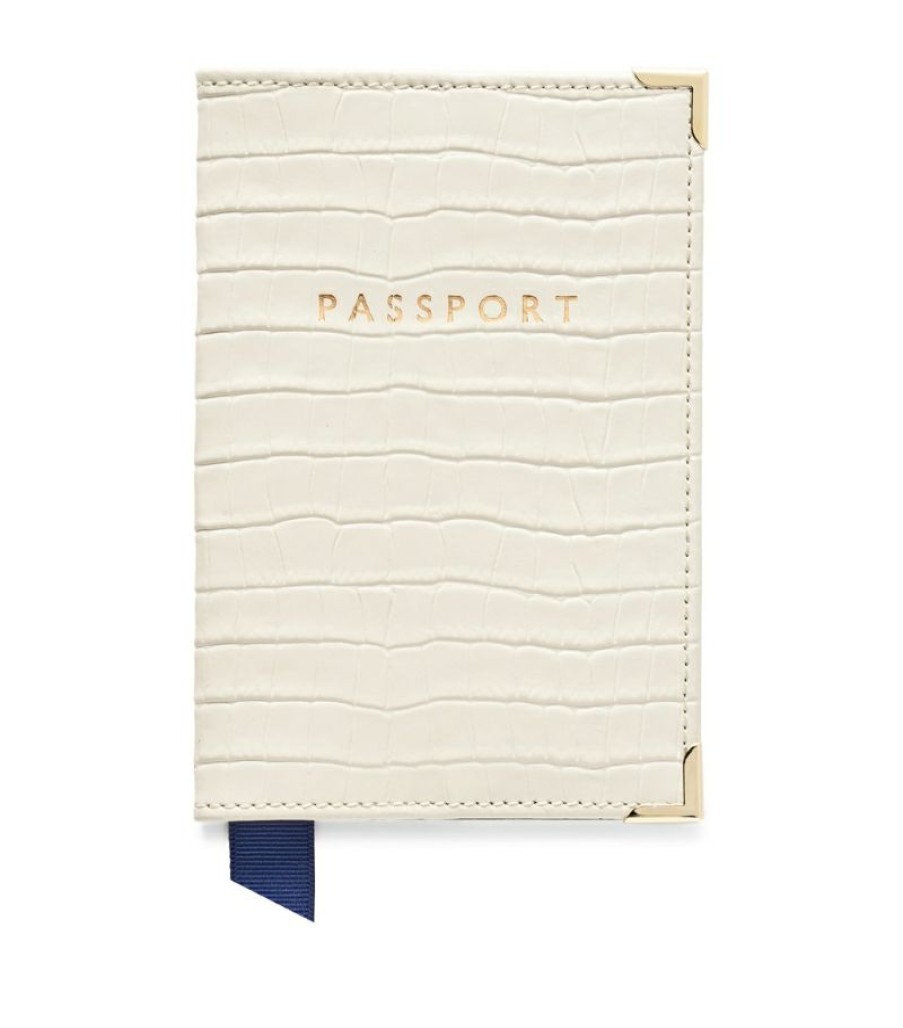 Travel Accessories * | Special Aspinal Of London Croc-Embossed Leather Passport Cover