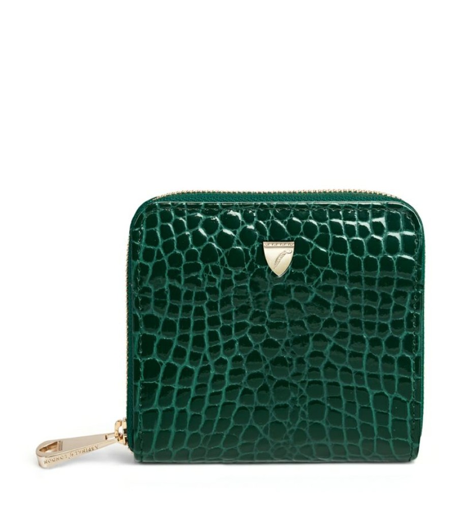 Women * | Shoping Aspinal Of London Mini Croc-Embossed Leather Continental Wallet