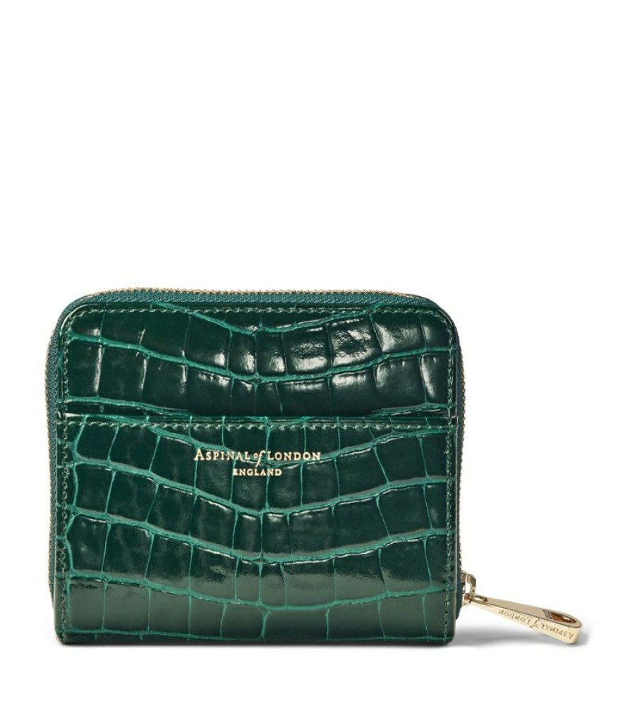 Women * | Shoping Aspinal Of London Mini Croc-Embossed Leather Continental Wallet