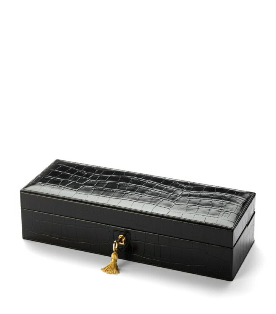 Aspinal Of London * | Hot Sell Aspinal Of London Croc Print Watch Box