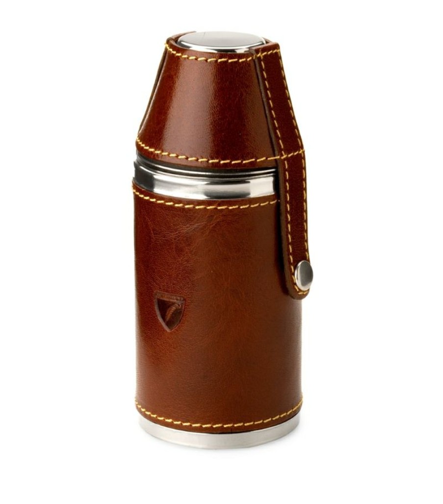 Aspinal Of London * | Best-Selling Aspinal Of London Hunter Leather Flask Set