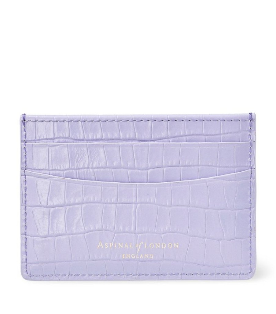 Women * | New Arrivals Aspinal Of London Croc-Embossed Slim Card Holder