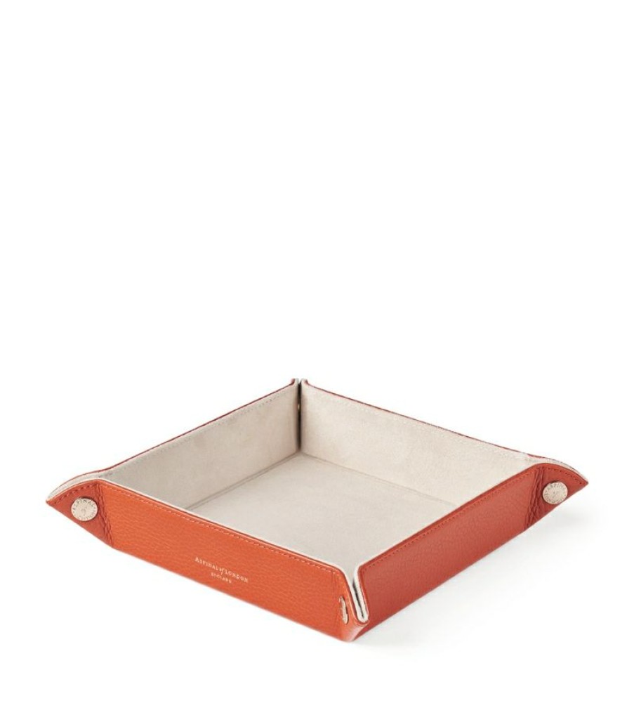 Jewellery Boxes * | Best Quality Aspinal Of London Medium Leather Tidy Tray (20Cm X 20Cm)