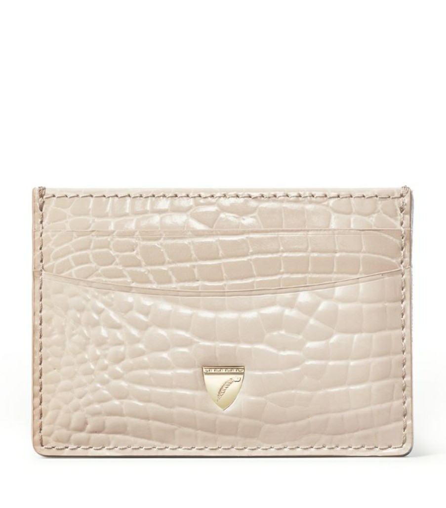 Women * | Quality Guarantee Aspinal Of London Snake-Embossed Leather Card Holder