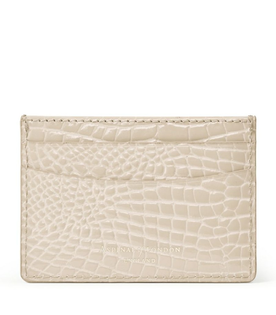 Women * | Quality Guarantee Aspinal Of London Snake-Embossed Leather Card Holder