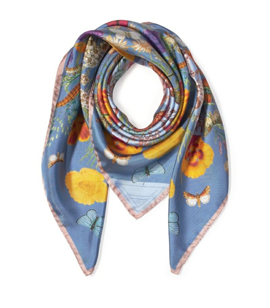 Women * | Best-Selling Aspinal Of London Silk 'A' Botanical Scarf