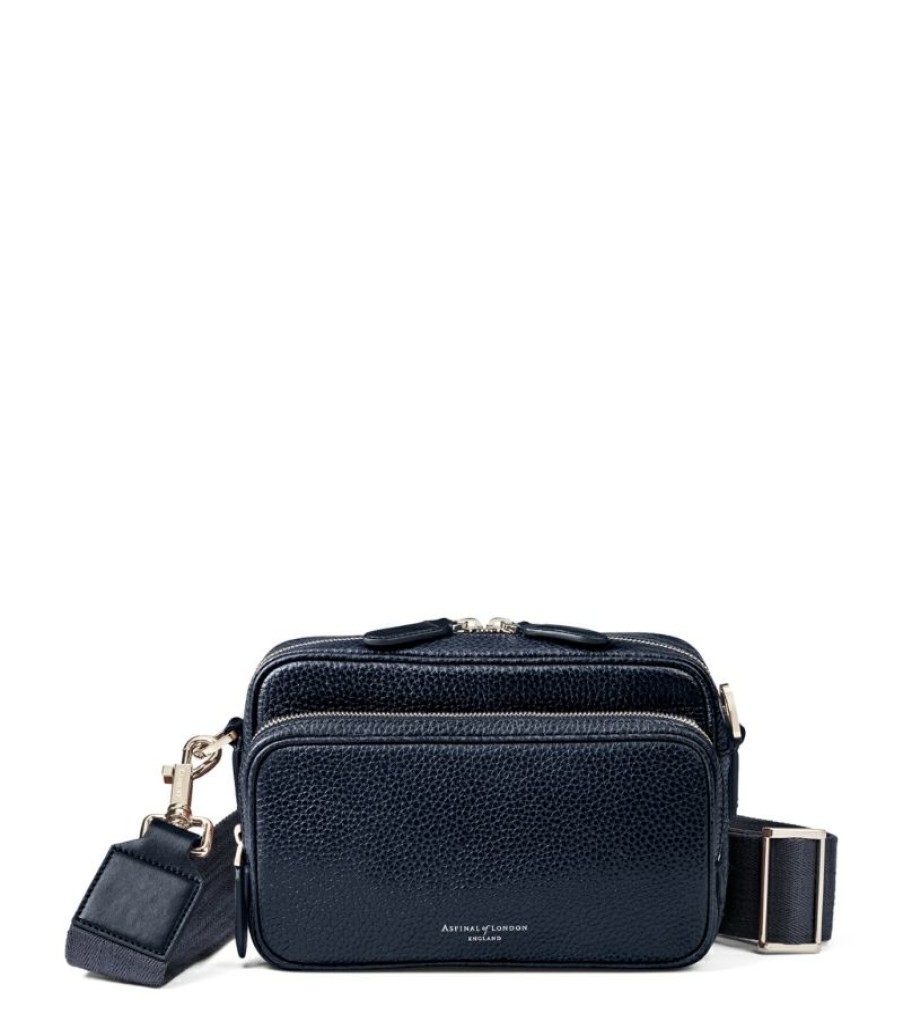 Men * | Promotions Aspinal Of London Leather Reporter East West Messenger Bag