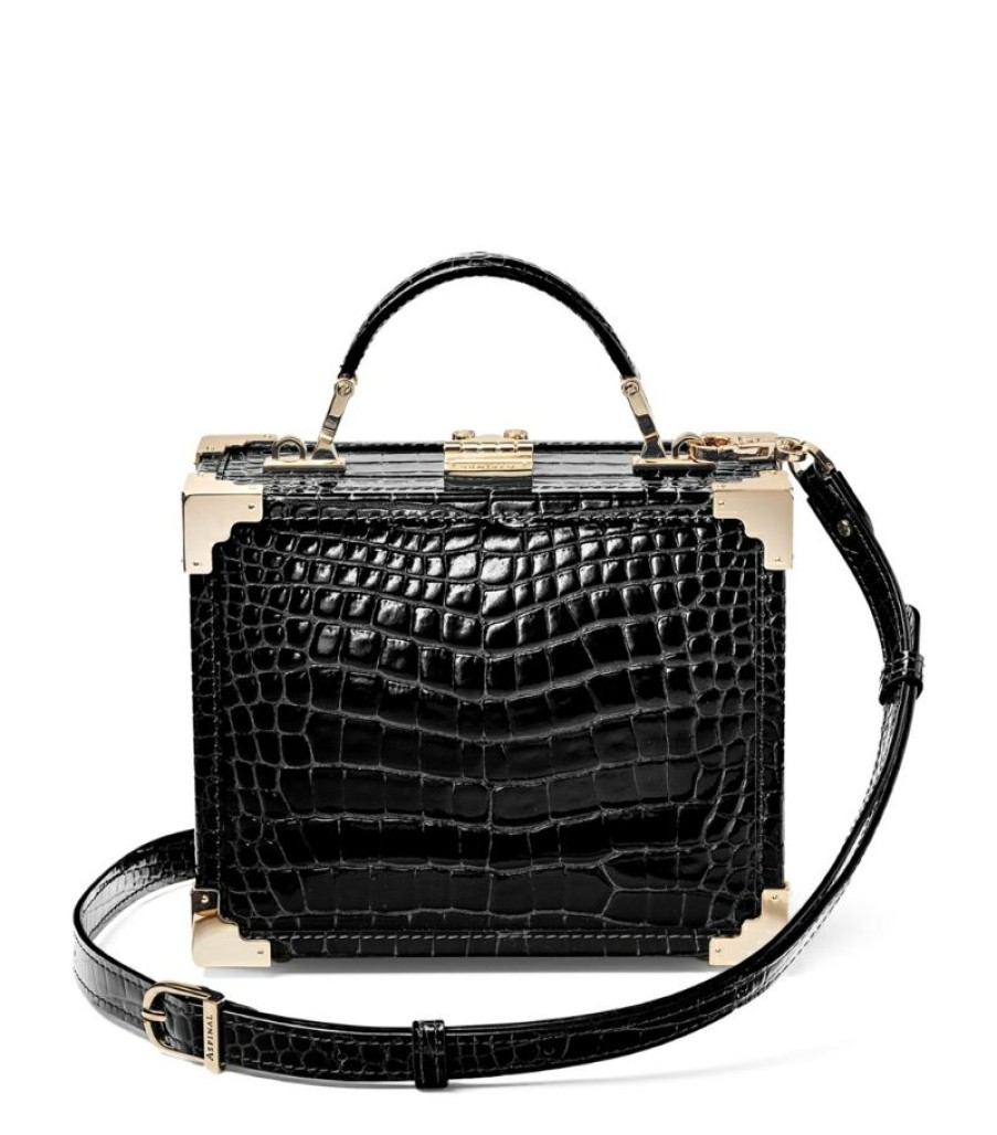 Women * | Reliable Quality Aspinal Of London Croc-Embossed Leather Trunk Top-Handle Bag