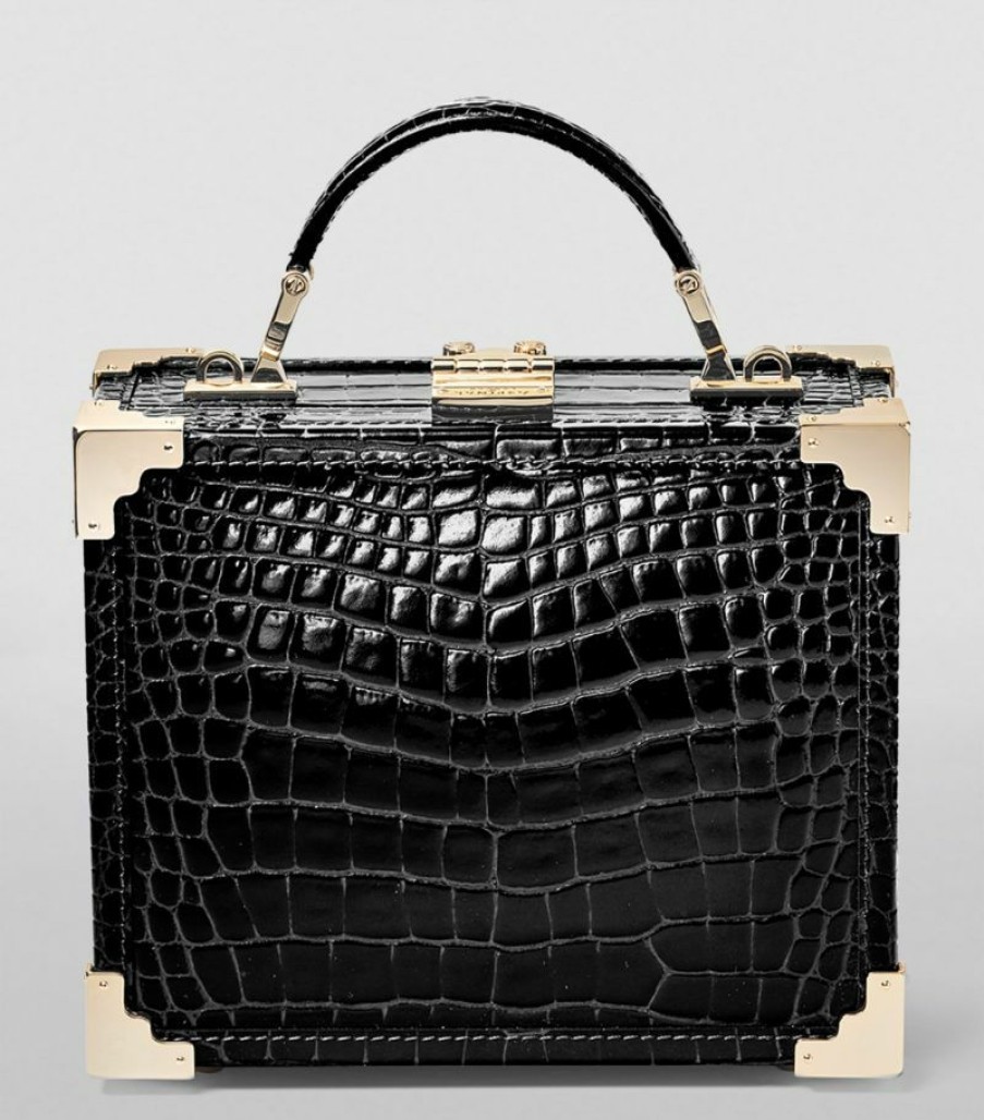 Women * | Reliable Quality Aspinal Of London Croc-Embossed Leather Trunk Top-Handle Bag