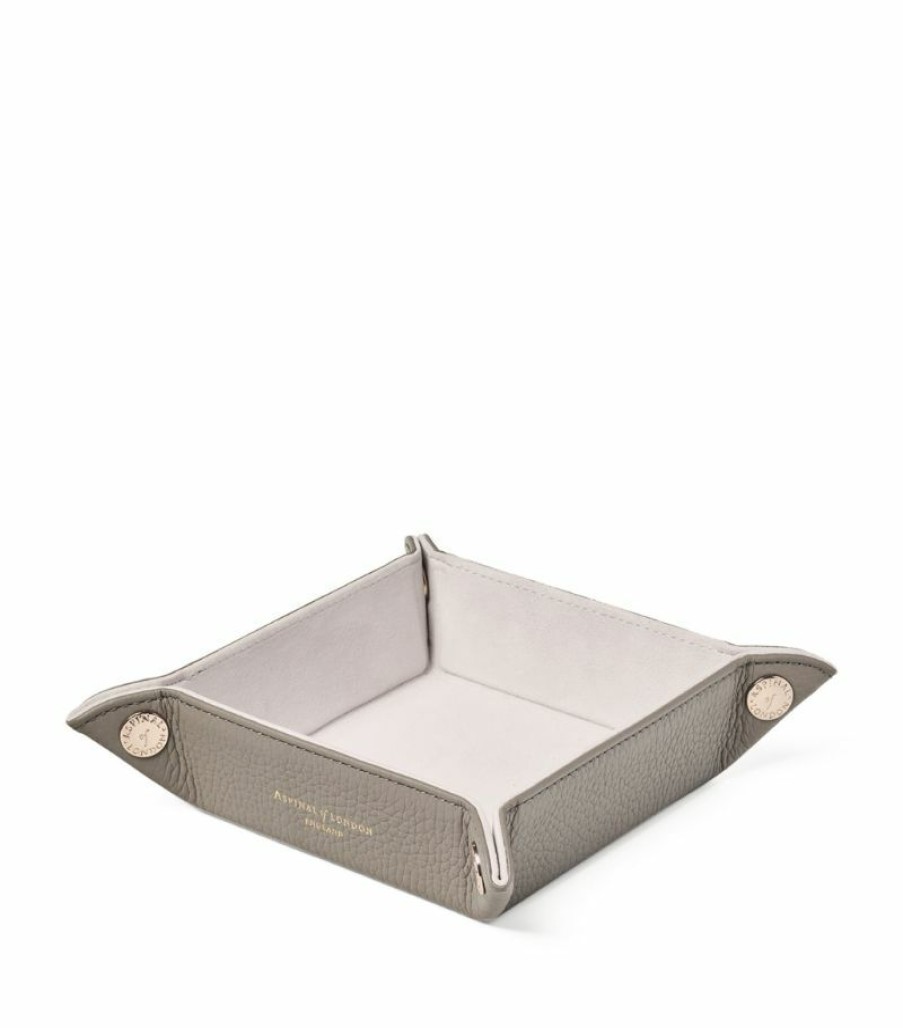 Jewellery Boxes * | Reasonable Price Aspinal Of London Mini Leather Tidy Tray (16Cm X 16Cm)