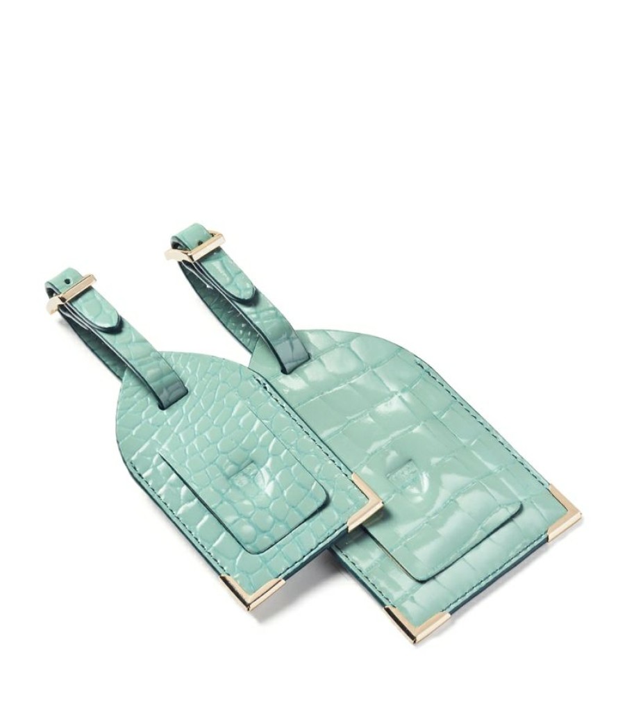 Travel Accessories * | Closeout Sale Aspinal Of London Croc-Embossed Leather Luggage Tags (Set Of 2)