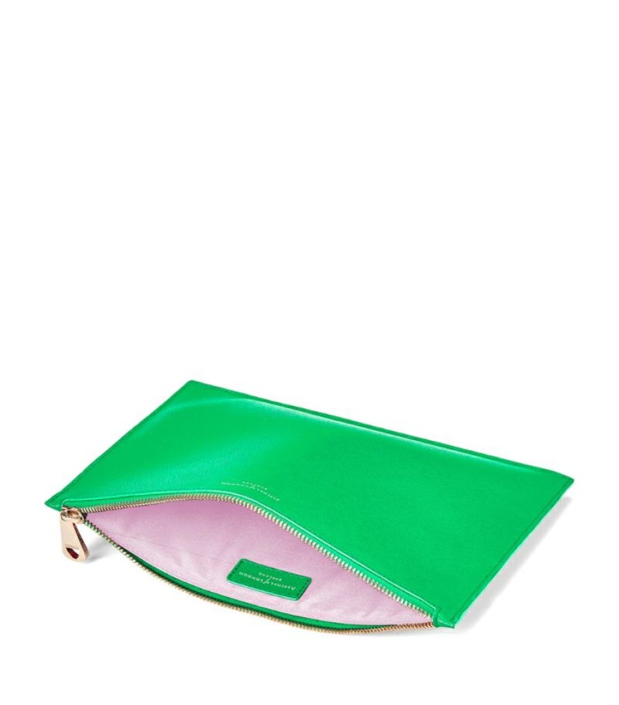 Women * | Quality Guarantee Aspinal Of London Large Leather Essential Flat Pouch