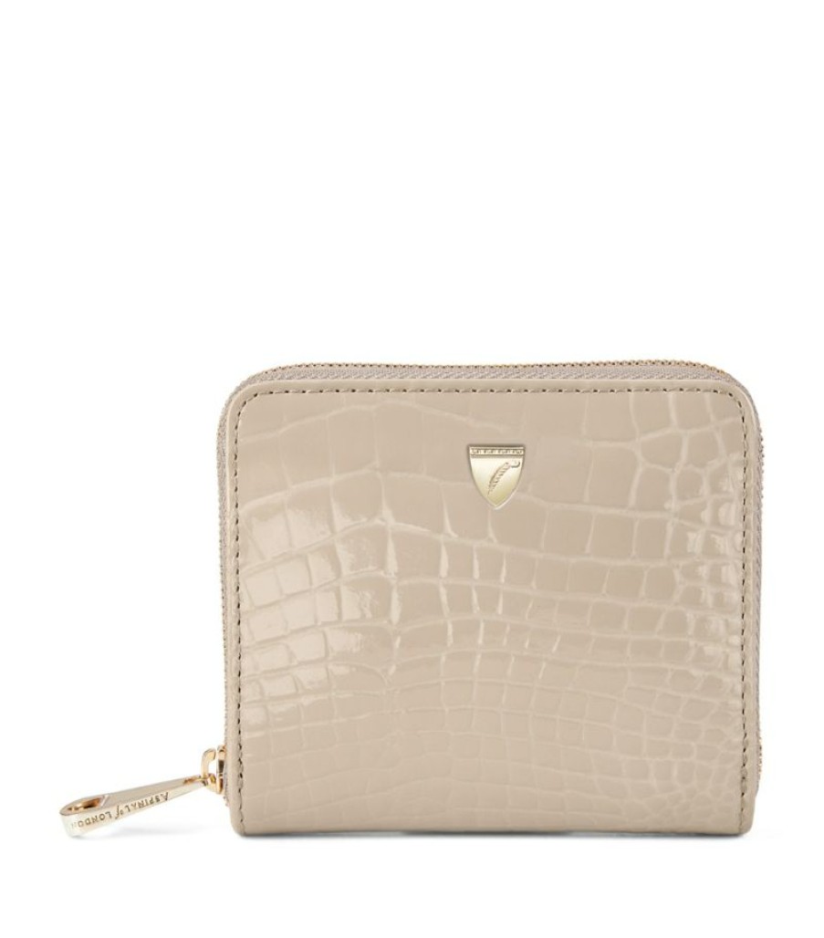 Women * | Outlet Aspinal Of London Mini Croc-Embossed Leather Continental Wallet