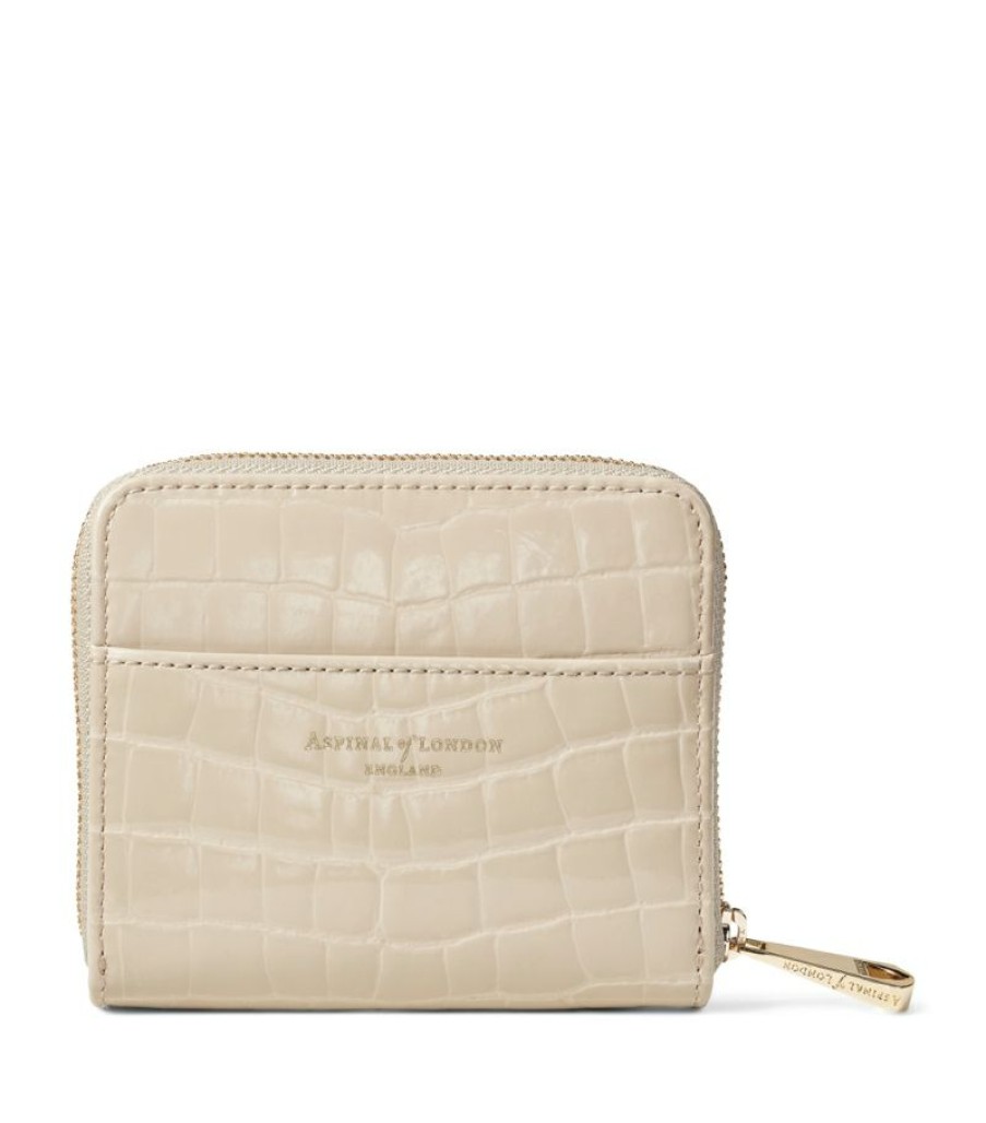 Women * | Outlet Aspinal Of London Mini Croc-Embossed Leather Continental Wallet