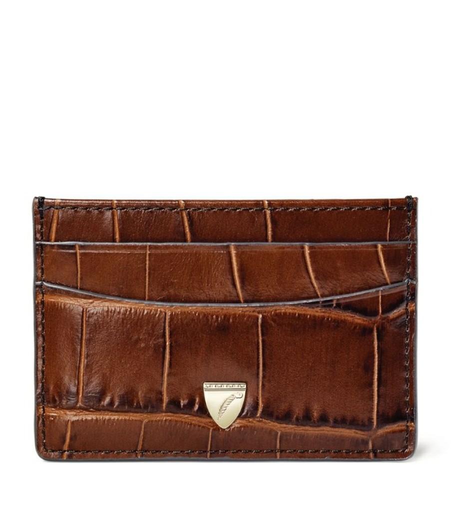 Women * | Classical Aspinal Of London Croc-Embossed Slim Card Holder