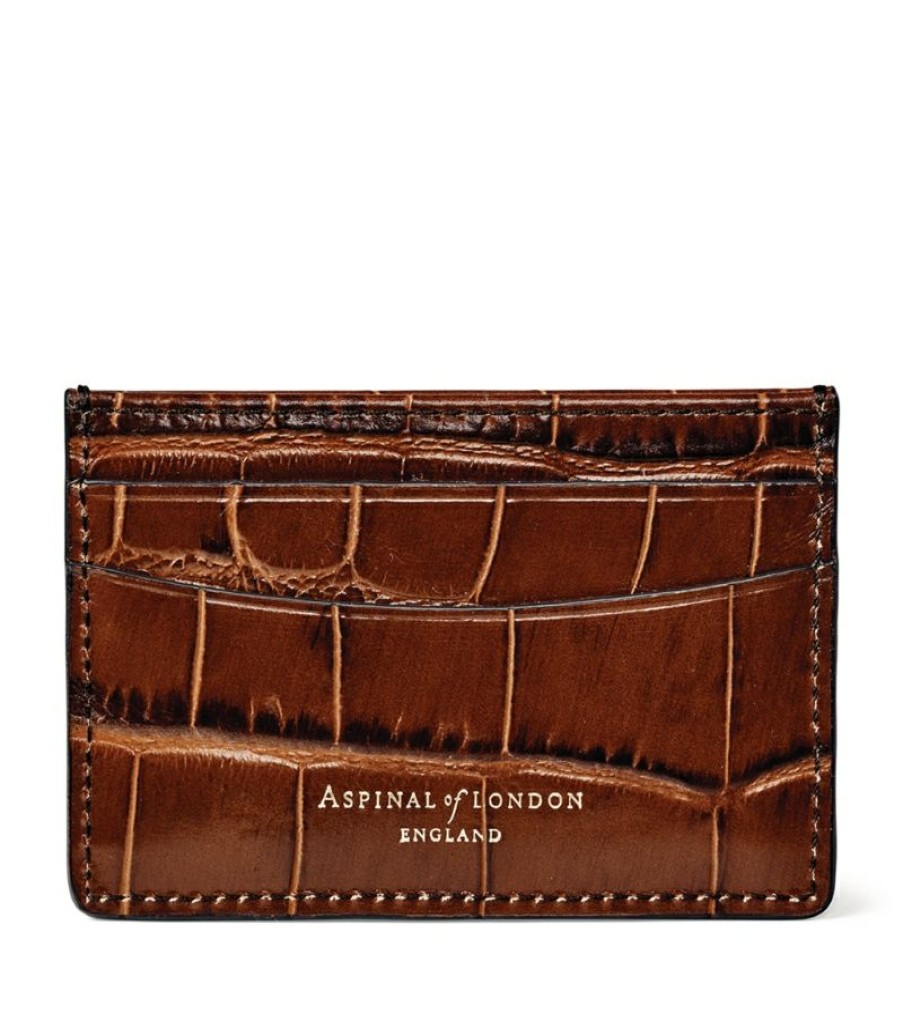 Women * | Classical Aspinal Of London Croc-Embossed Slim Card Holder