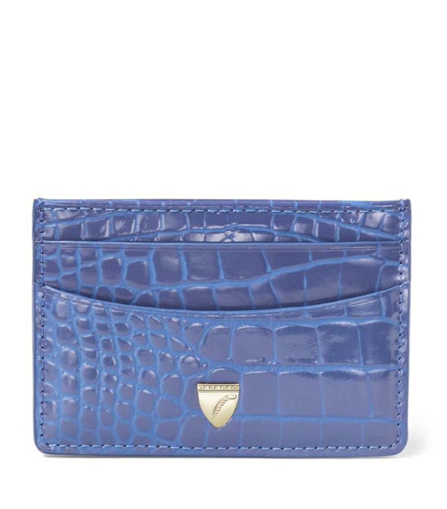 Women * | Popular Aspinal Of London Croc-Embossed Slim Card Holder