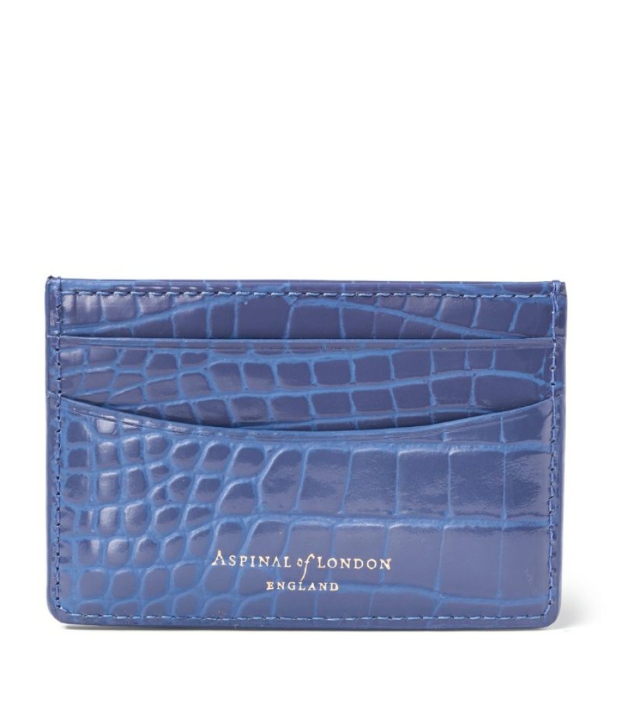 Women * | Popular Aspinal Of London Croc-Embossed Slim Card Holder