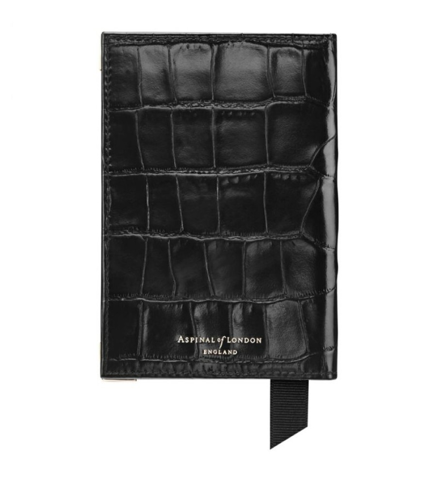 Travel Accessories * | Hot Sell Aspinal Of London Croc-Embossed Passport Cover