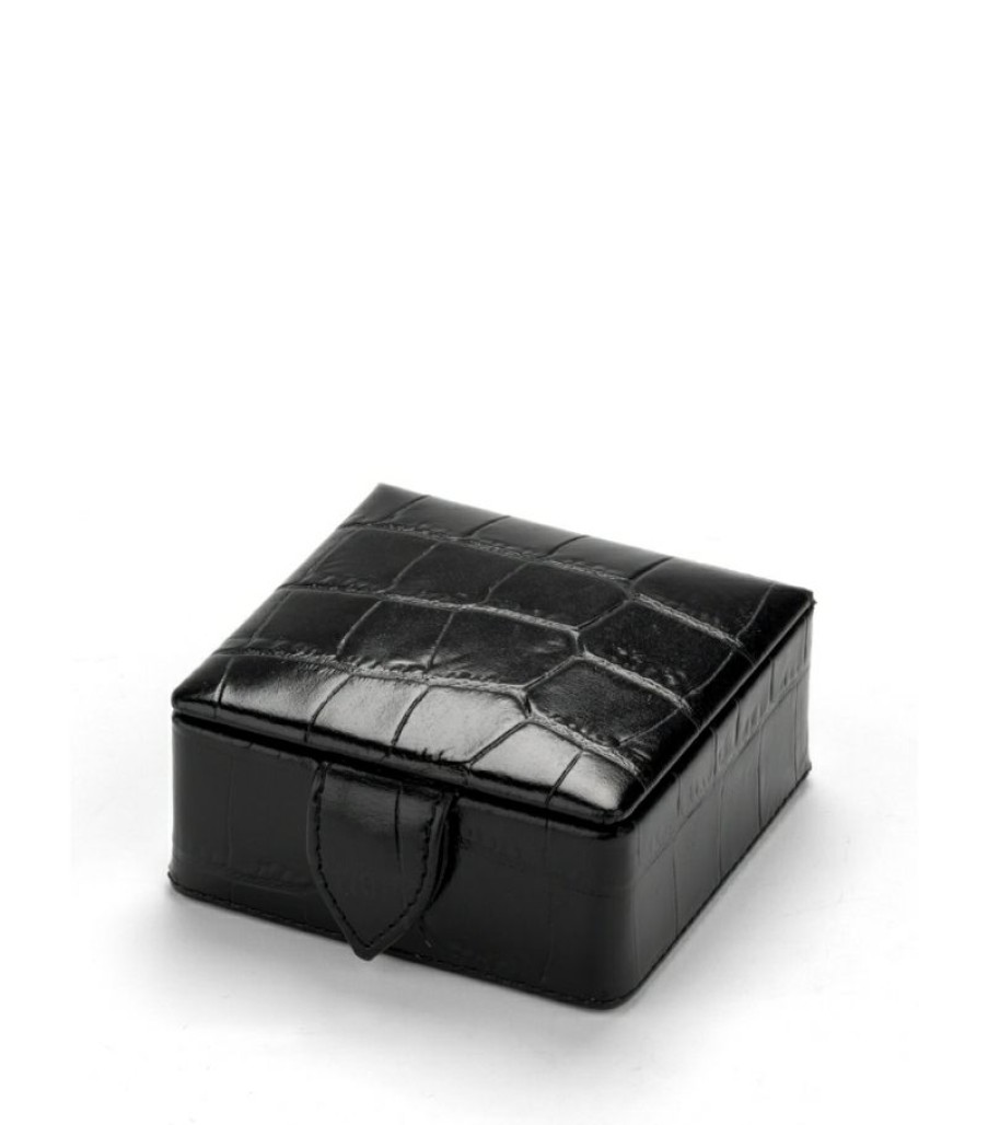 Jewellery Boxes * | New Arrivals Aspinal Of London Small Leather Stud Box