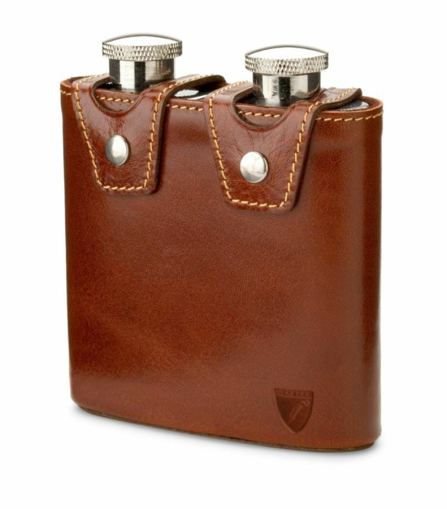 Aspinal Of London * | Promotions Aspinal Of London Double Leather Hip Flask