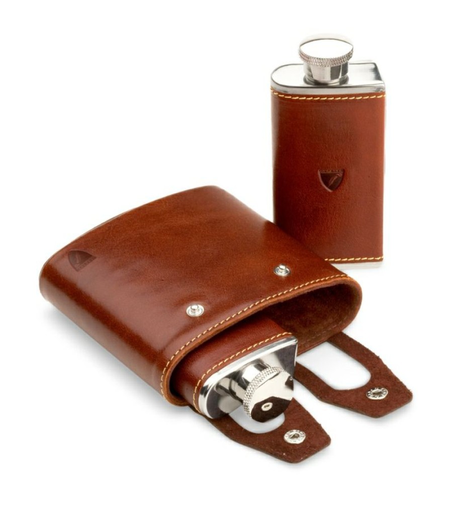 Aspinal Of London * | Promotions Aspinal Of London Double Leather Hip Flask