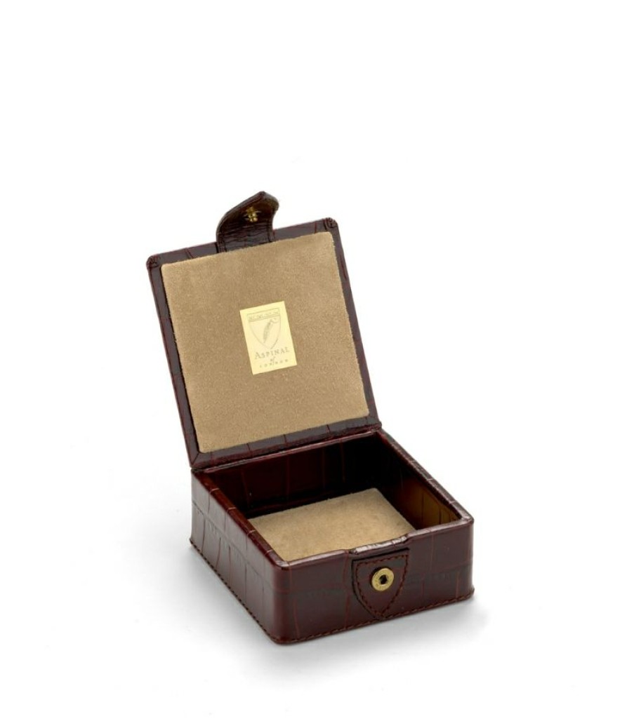 Jewellery Boxes * | Reasonable Price Aspinal Of London Small Leather Stud Box